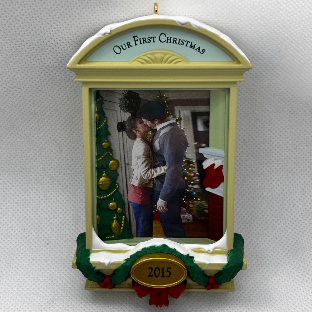 Hallmark Ornament Our First Christmas 2015 Cream Photo Holder Frame